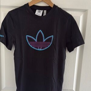Adidas Kids Black T-Shirt with Blue and Purple Logo